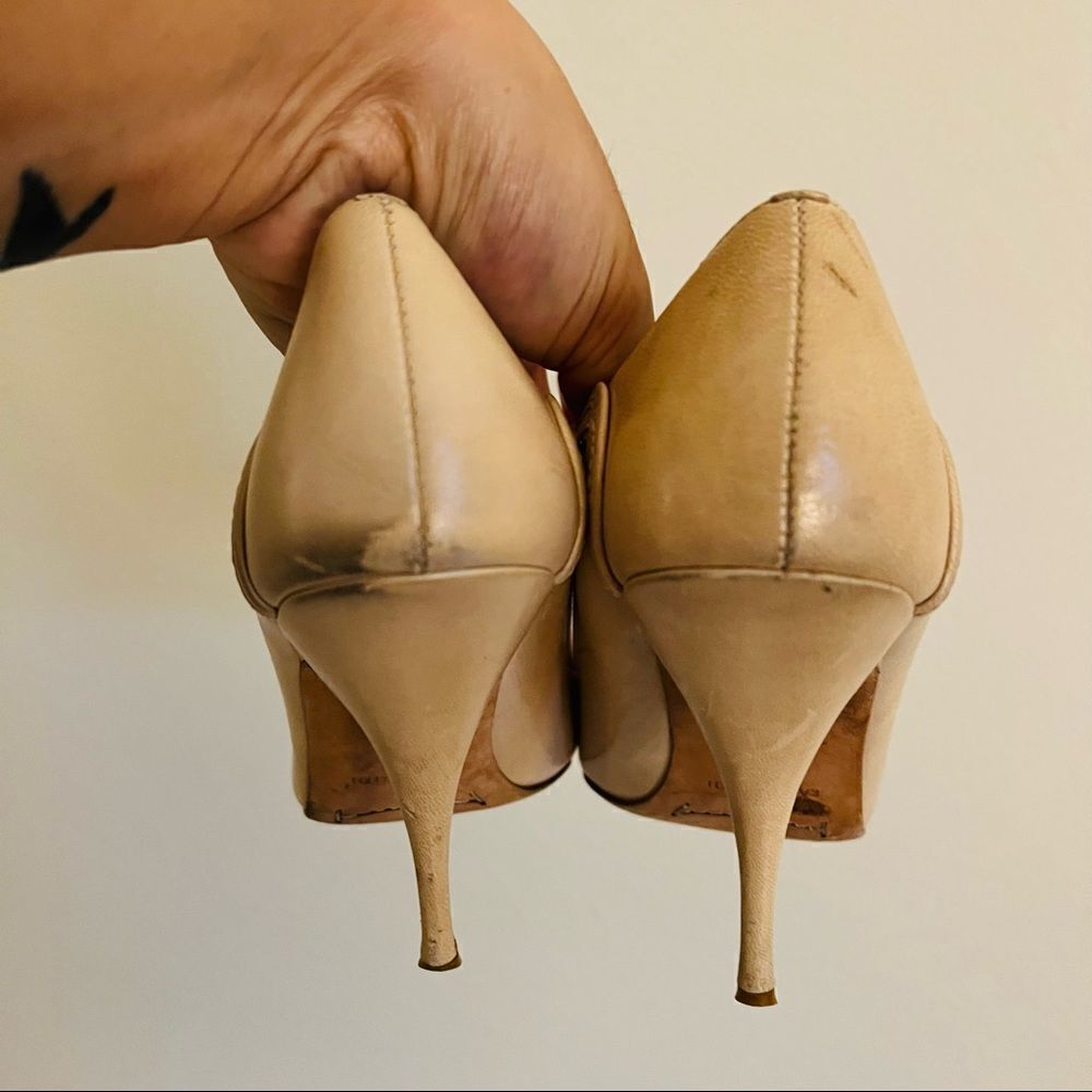 Karen millen Nude Buckle Peep Toe Pumps Size 7 - Picture 4 of 6
